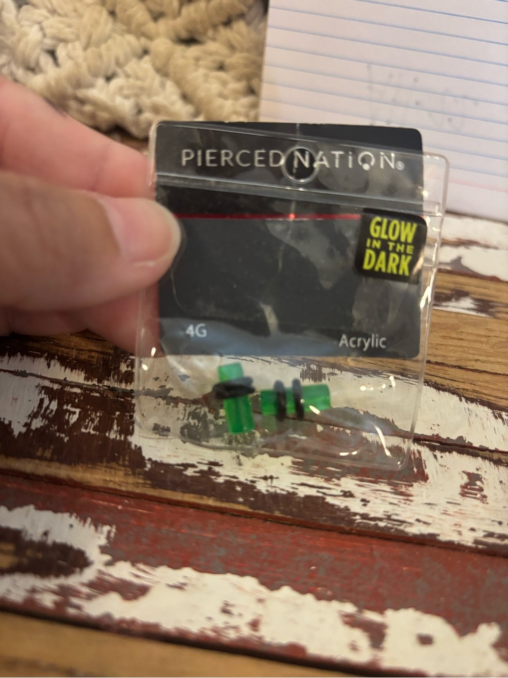 Pierced Nation Glow-in-the-Dark Green Acrylic 4G Ear Studs